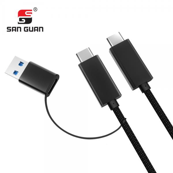 Picture of 2 in 1 Type-C&USB 3.0A TO Type-C Nylon（black）usb cable